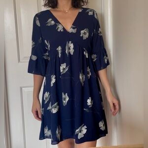 Anthropologie Mini blue floral dress